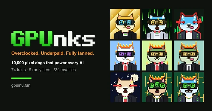 GPUnks: pixel Shibas in GPU-fan goggles